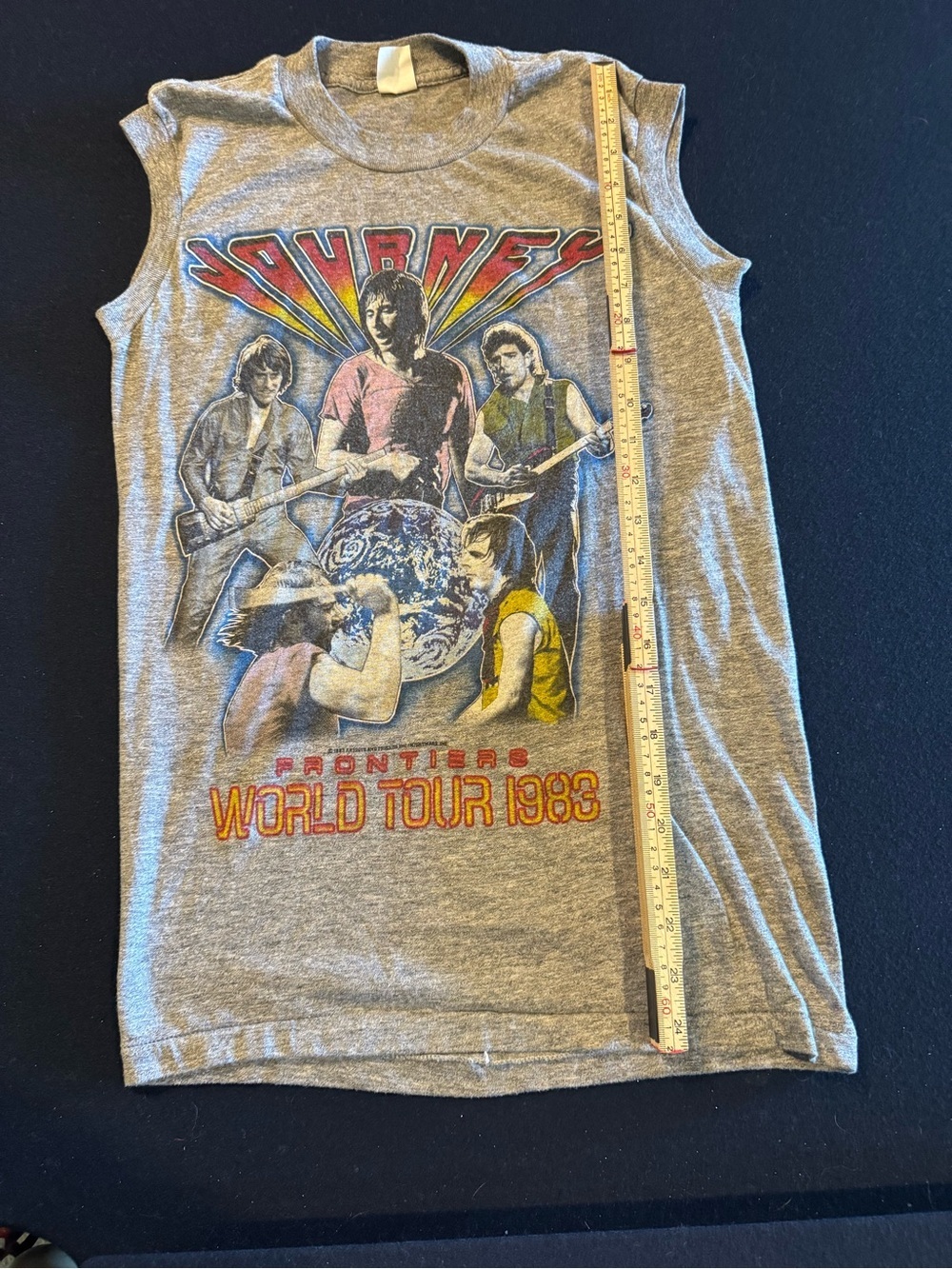 Journeys World Tour 1983 Vintage Style Muscle Tee - Gray Sz M